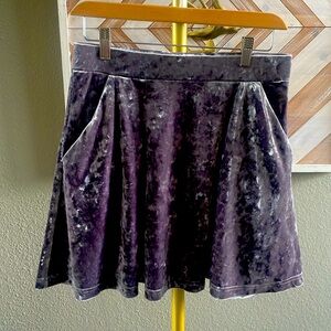 Topshop metallic grey velvet skirt size 6